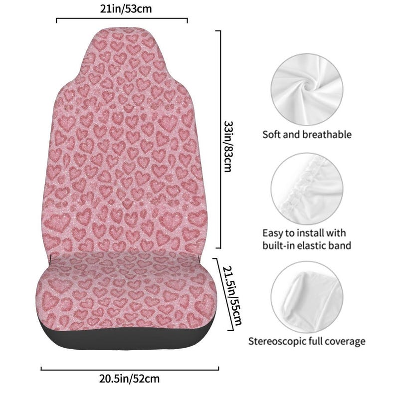 Adorable Pink Heart Car Front Seat Covers: Stylish Protection for Vehicle Interior image 5