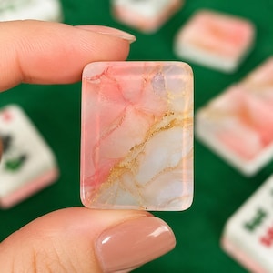 Pink Marble Acrylic American Mahjong Tiles Set 166pcs with Jokers, UV Printed, Premium Quality for Game Night