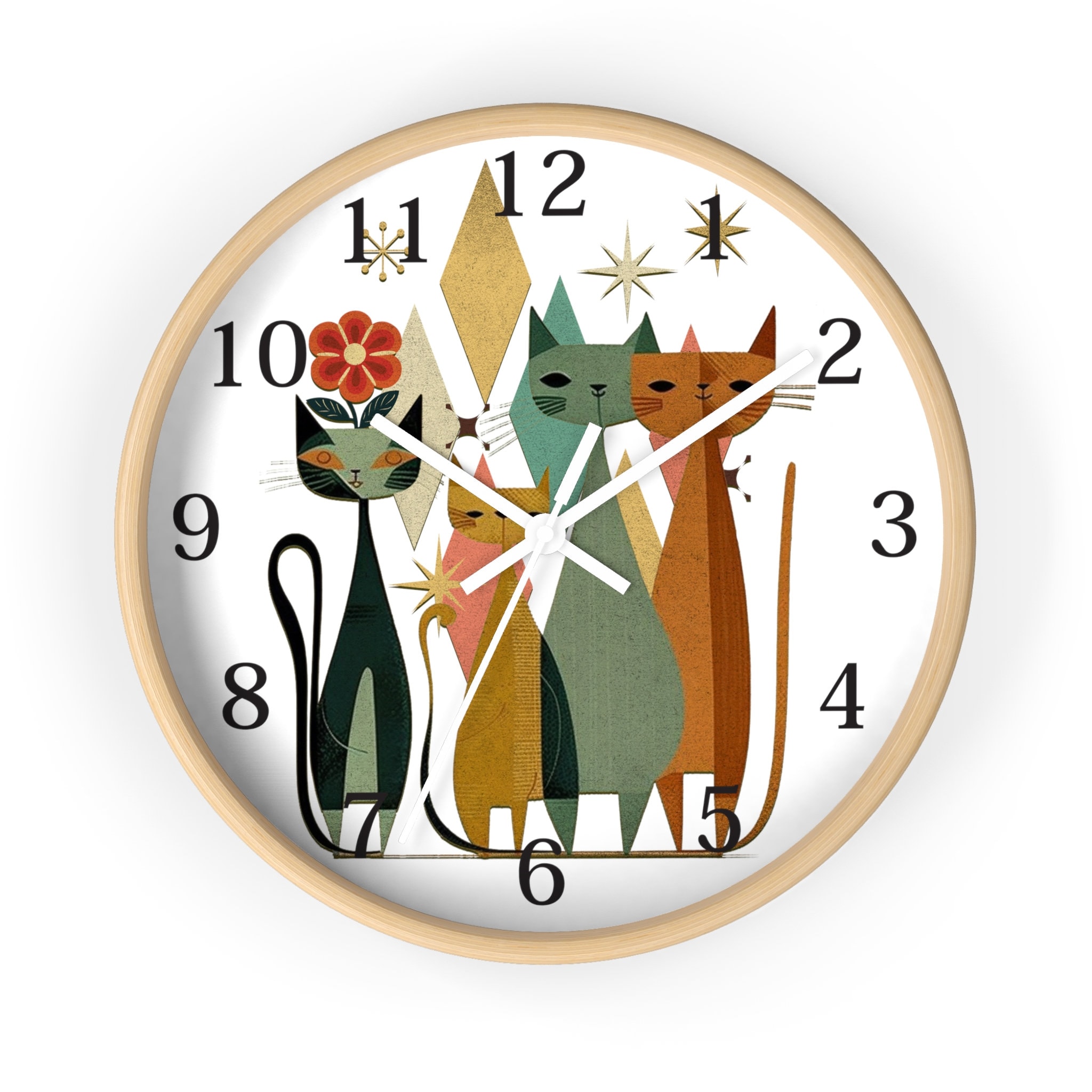 Retro Wooden Cat Wall Clock: Silent Timepiece for Whimsical Home Decor - Thumbnail 6
