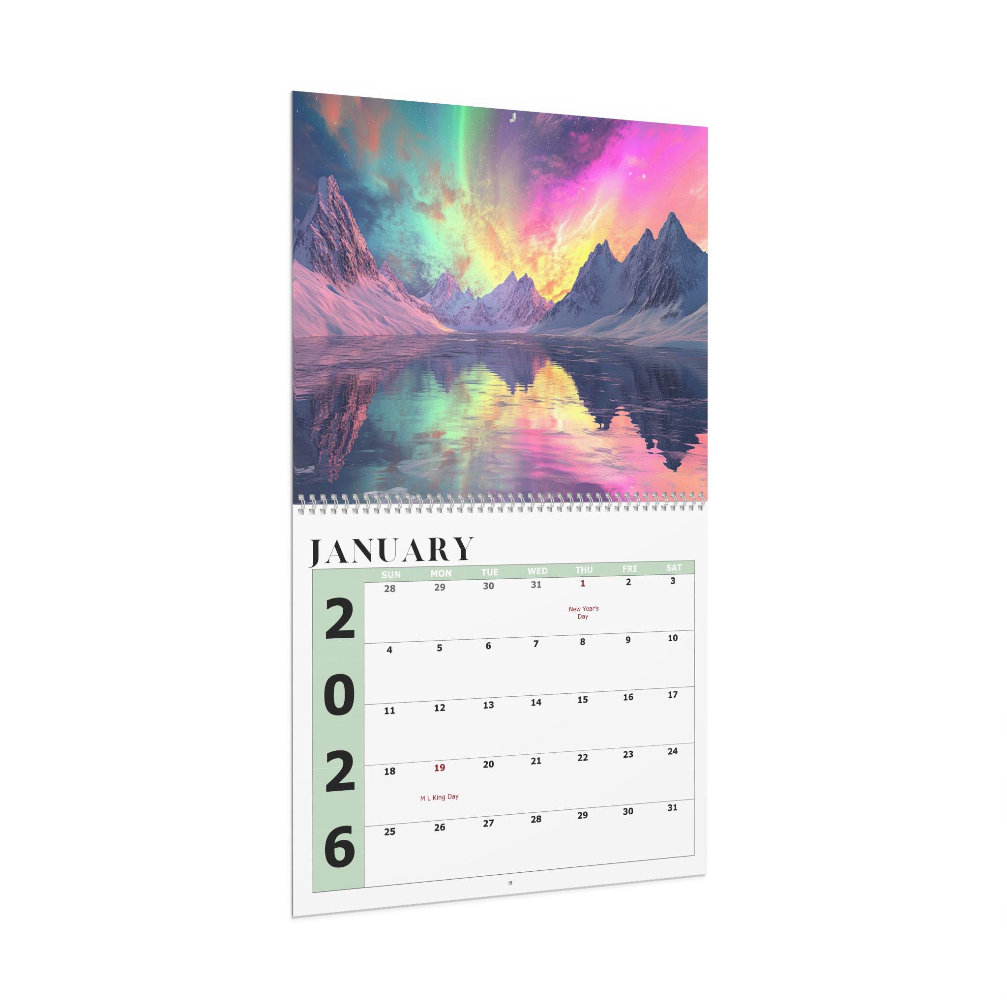 2026 Northern Lights Wall Calendar: Aurora Borealis Monthly Planner with Celestial Night Sky Scenes - Thumbnail 7