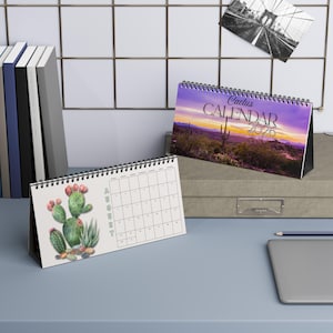 2026 Cactus Desktop Calendar: Monthly Planner for Nature Lovers, Office Organization & Succulent Decor