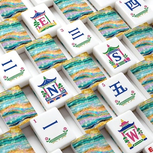 Turquoise Tide American Mahjong Tiles (Traditional Porcelain Style) image 3