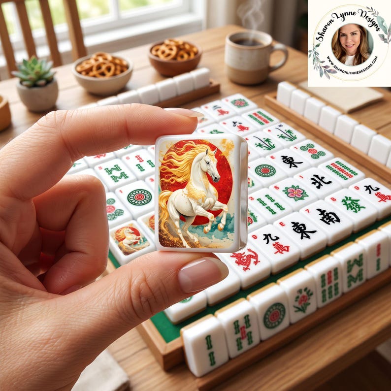 Horse Mahjong Tiles Set - Equestrian Themed Game Pieces for Board Gaming Collection, best selling mahjong set