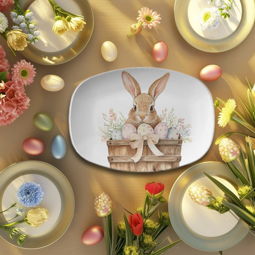Easter Serving Platter, Bunny Dinner Platter, Bunny Serving Platter