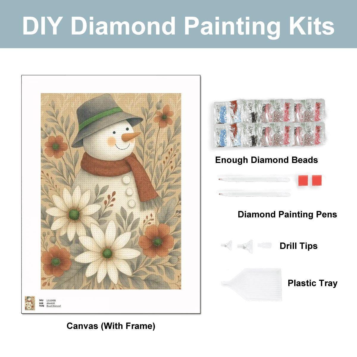Snowman DIY Crystal Art: Unframed Diamond Painting Kit for Holiday Crafting - Thumbnail 5