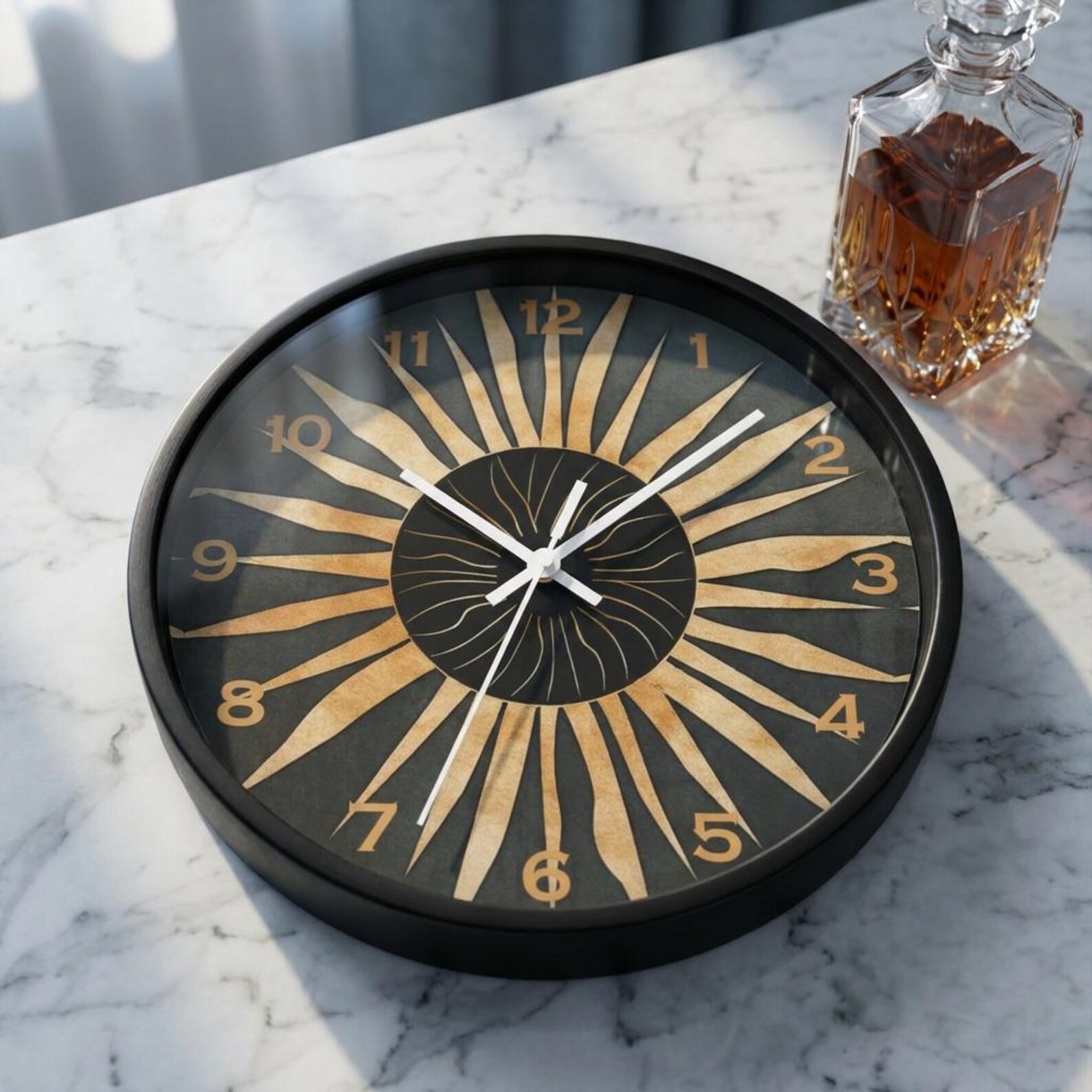 Retro Sunburst Wall Clock - Bohemian Decor, Host Gift, Decorative ...