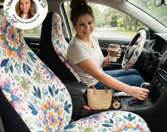 Coprisedili per auto con motivi floreali Boho: protezione decorativa per conducenti e amanti dello stile cottage