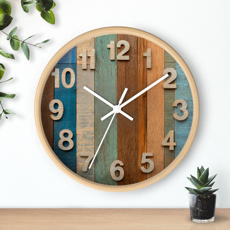 Rustic Wooden Wall Clock: Farmhouse Kitchen Decor, 10" - Etsy