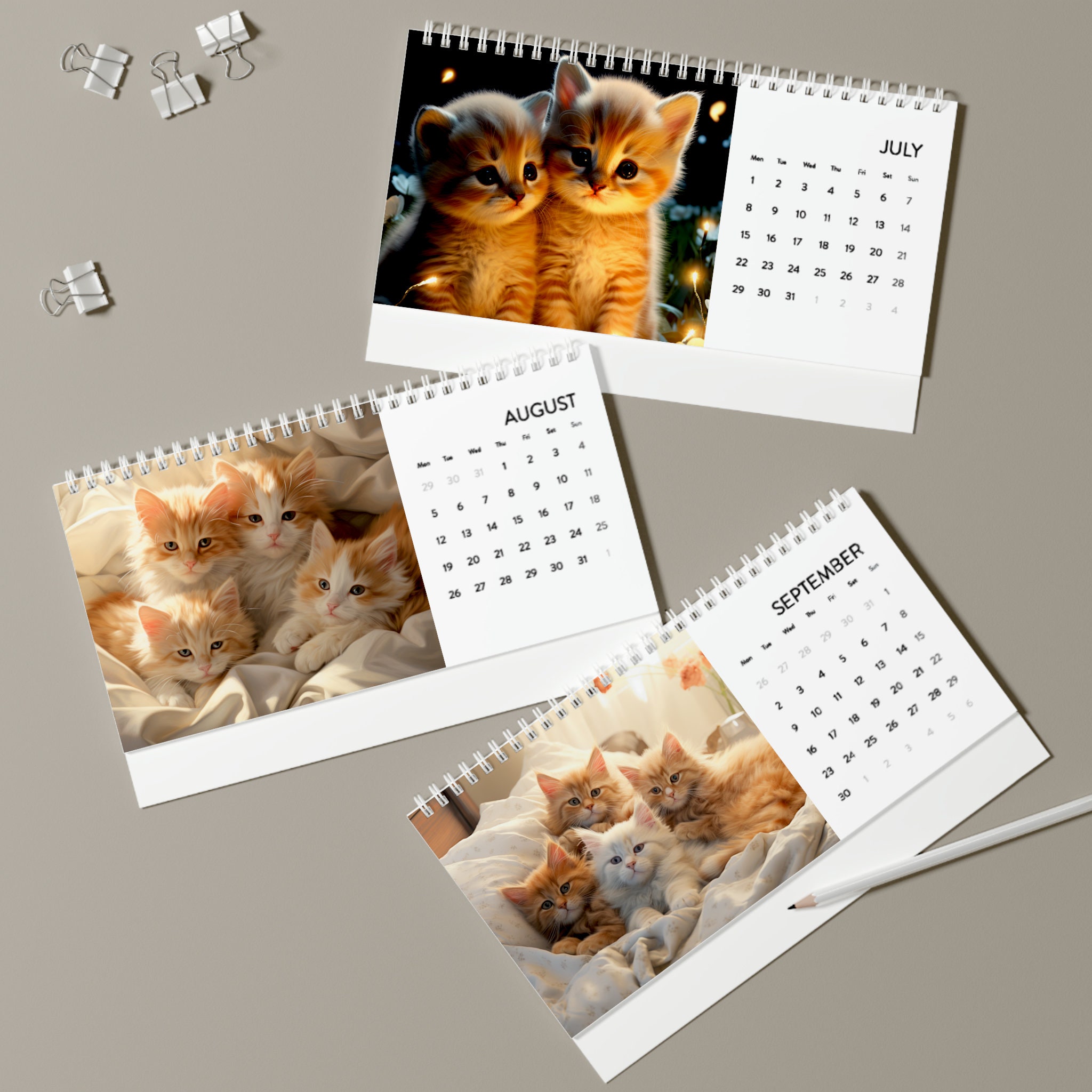 Sweet Cat Calendar, Cat Desk Calendar, 2024 Desk Calendar sold by Honky