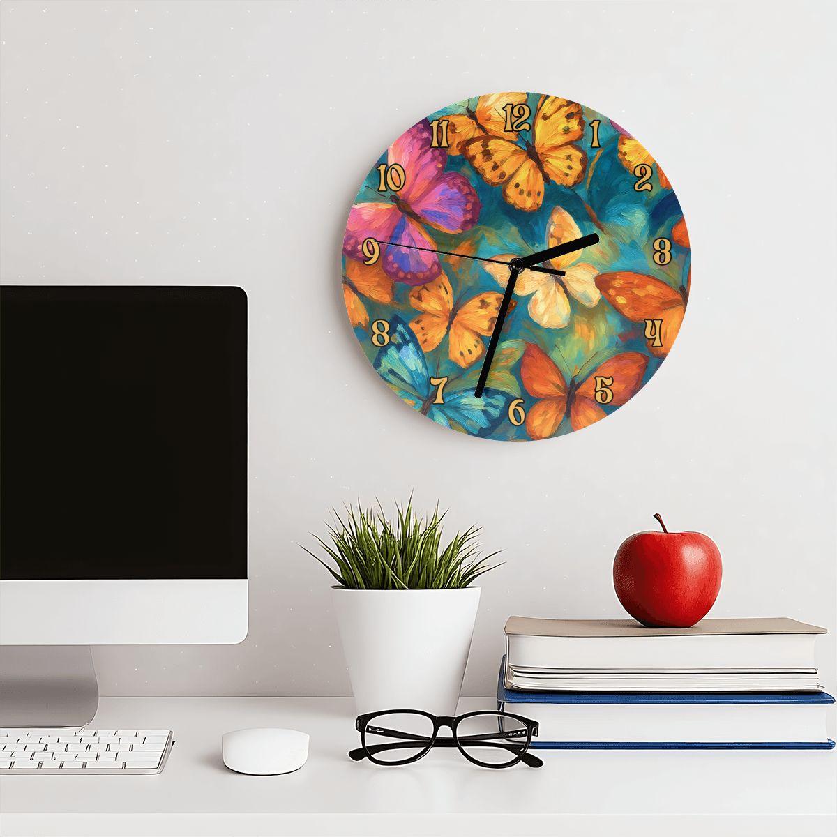 Butterfly Wall Clock, Handcrafted in USA, Home Decor Timepiece, Nature-Inspired Art, Silent - Thumbnail 6