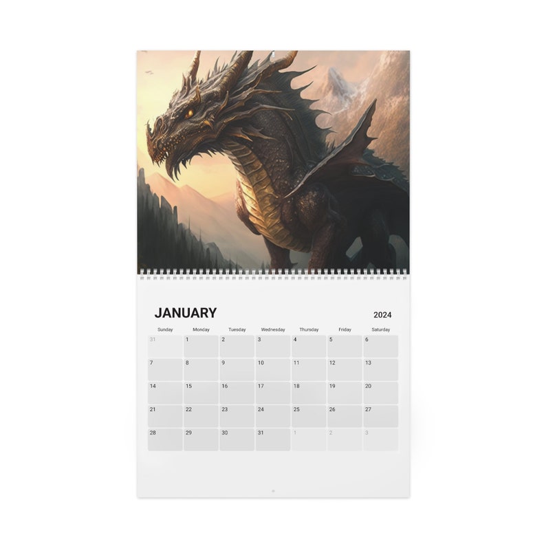 Dragon Calendar, 2024 Calendar, Calendar 2024, Year of the Dragon, Gift