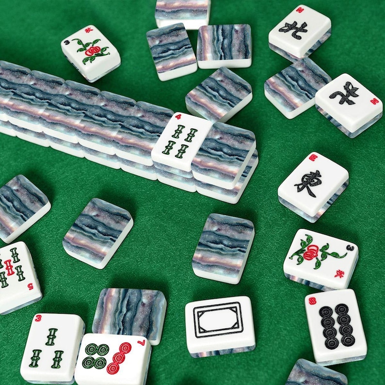 Juego de Mahjong de acrílico Blue Ocean – 166 piezas con comodines, ¡diversión para las noches de juegos! imagen 8