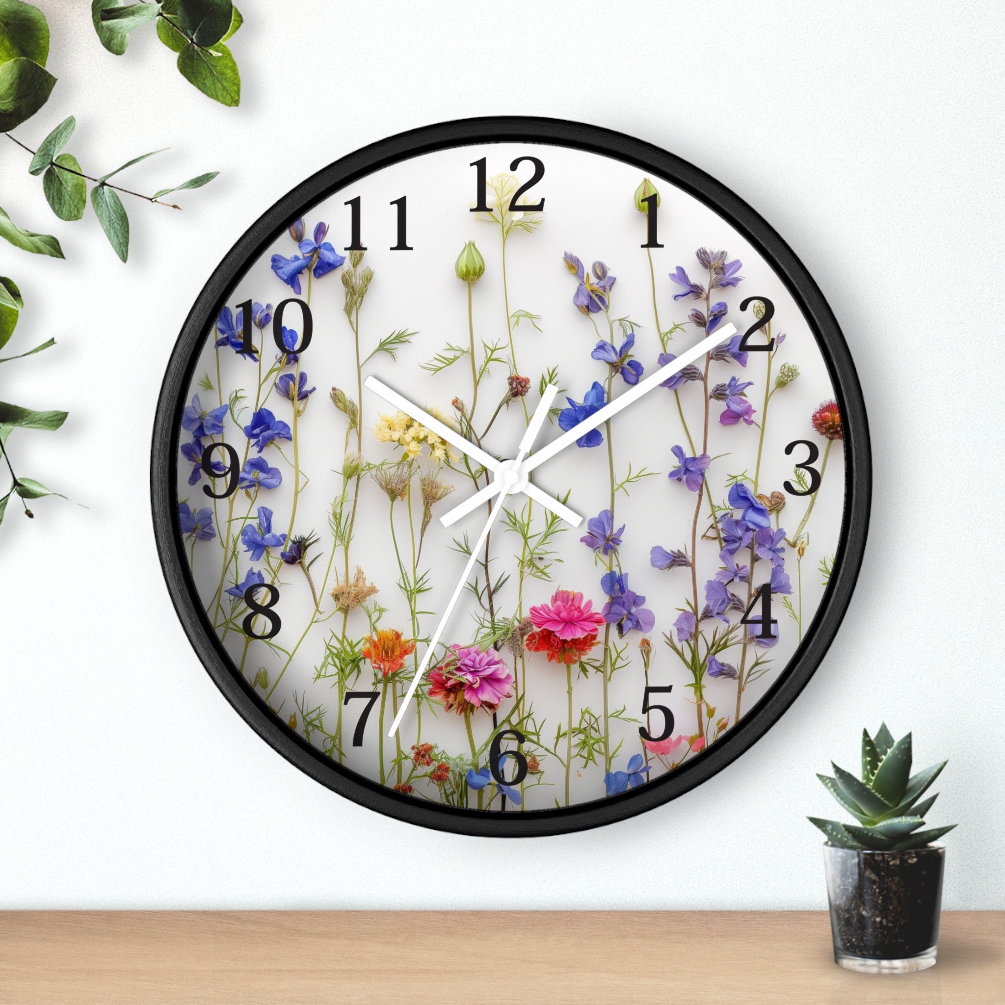 Floral Wall Clock: Botanical Print, Silent Timepiece - Thumbnail 3