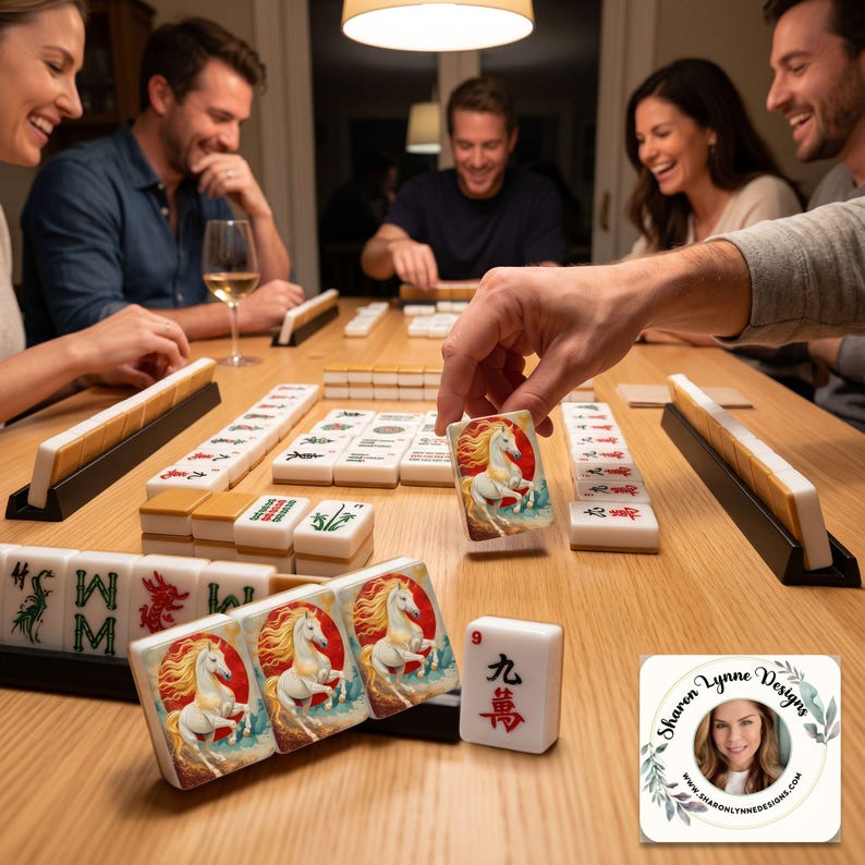 Horse Mahjong Tiles Set - Equestrian Themed Game Pieces for Board Gaming Collection, best selling mahjong set