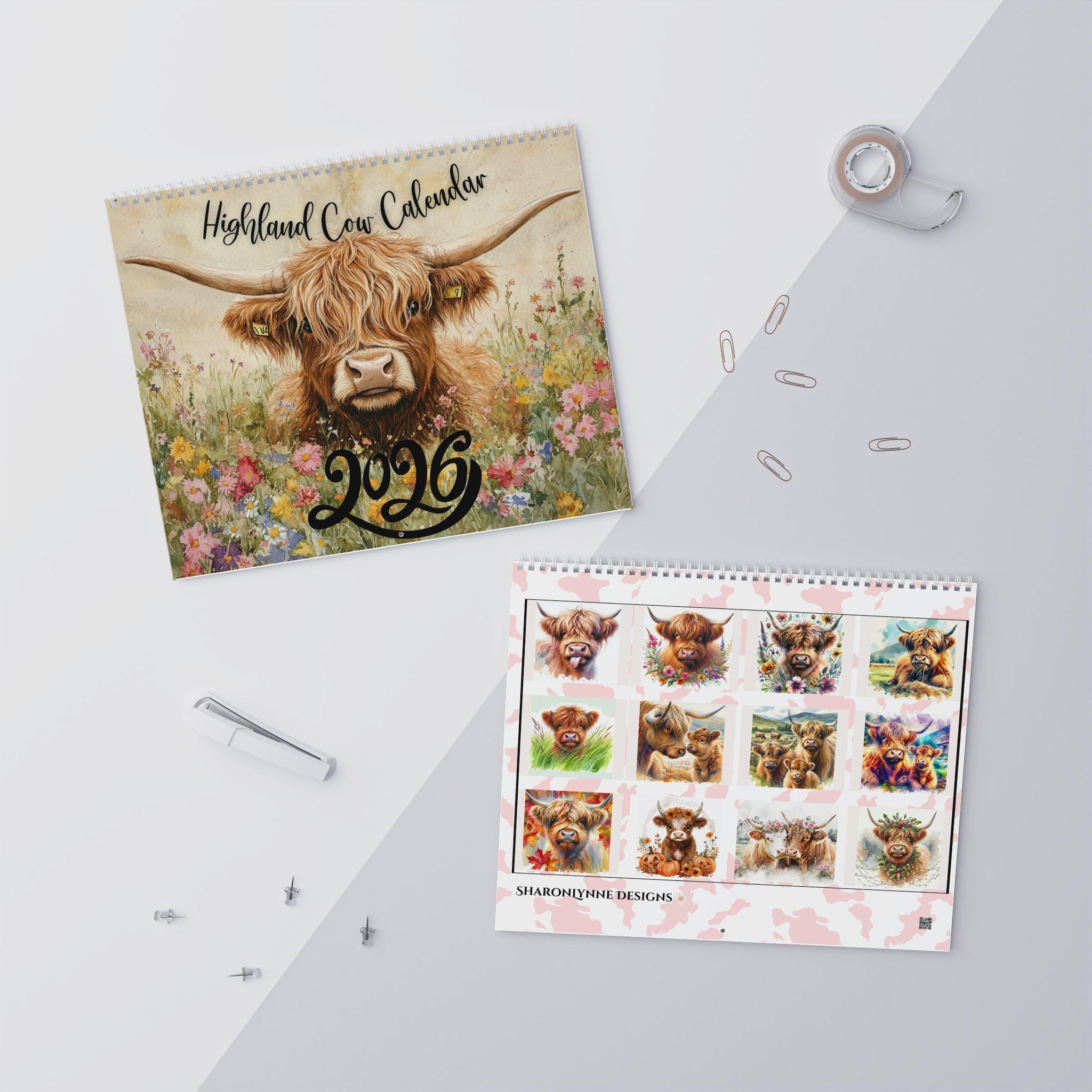 2026 Highland Cow Calendar: Rustic Farmhouse Wall Art - Thumbnail 3