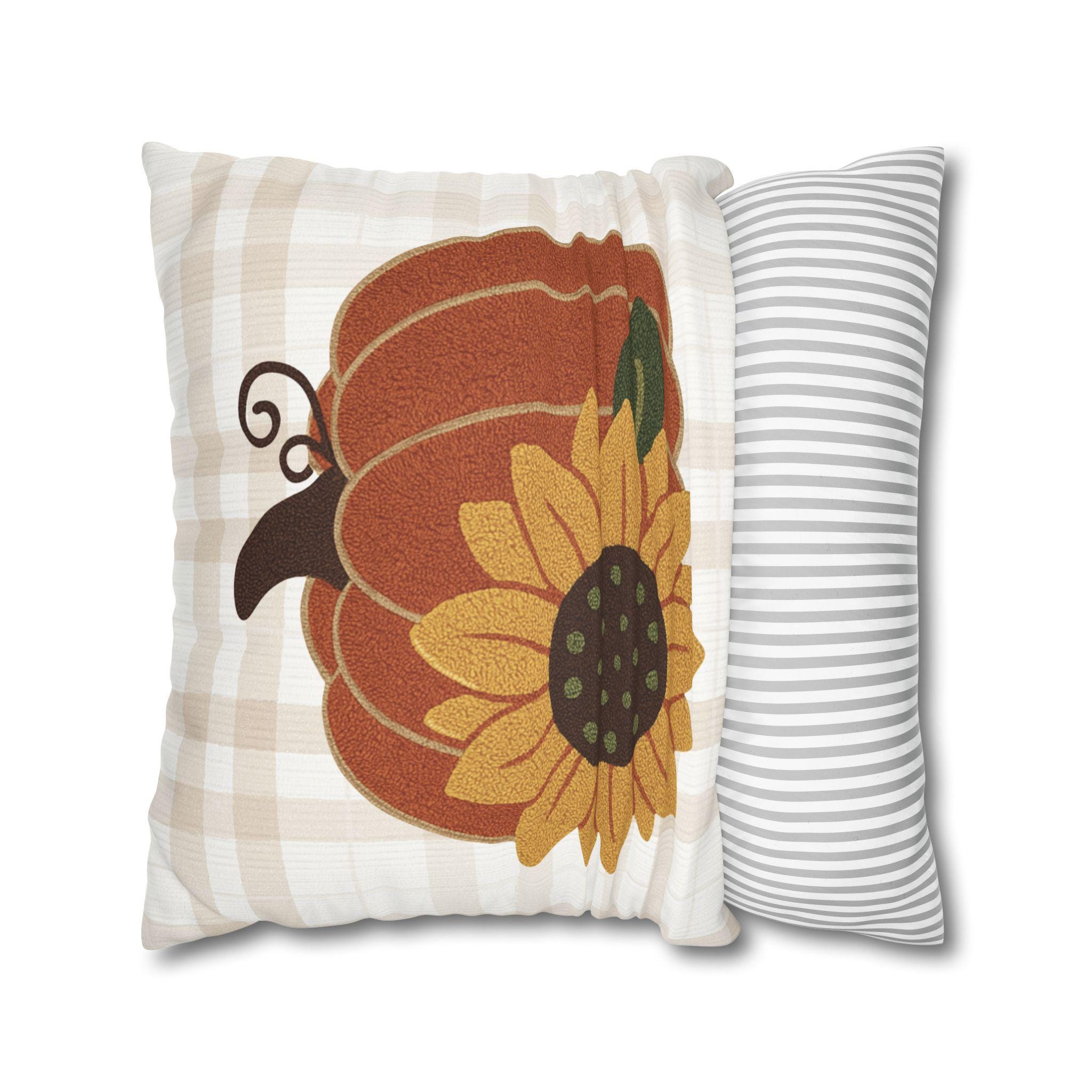 Autumn Square Pillowcase: Pumpkin & Sunflower Farmhouse Decor, Cozy Fall Accent, Thanksgiving Gift - Thumbnail 6