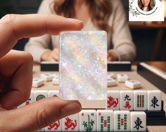 Glitter American Mahjong Tiles - Sparkly White Game Set Pieces Board Gaming Accessories