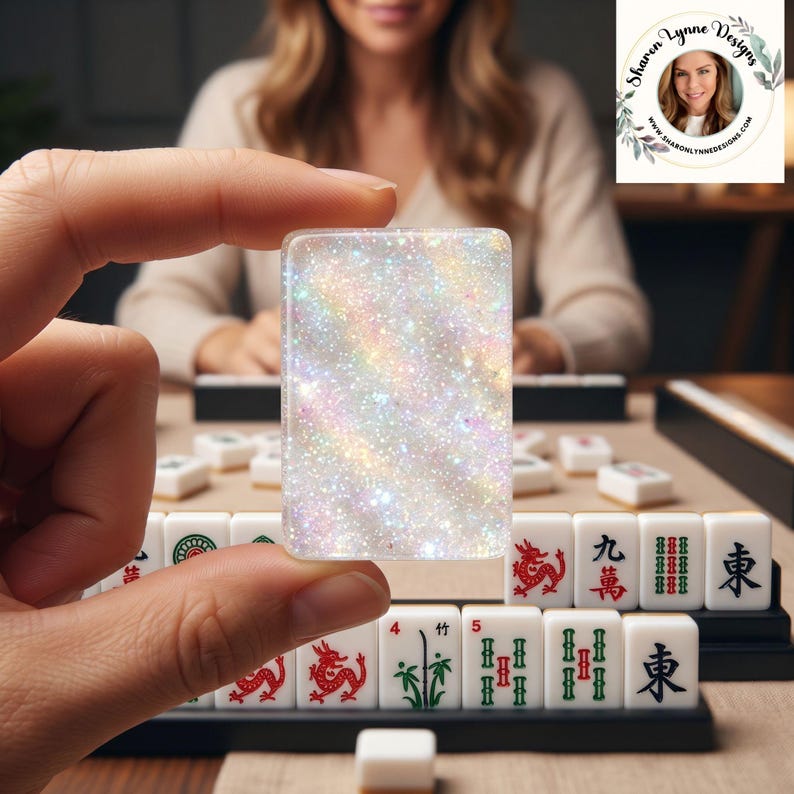 Glitter American Mahjong Tiles - Sparkly Game Set Pieces Board Gaming Accessories, best selling game