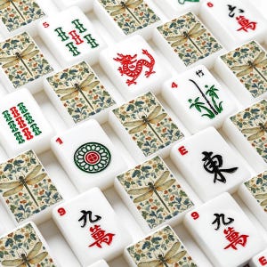Dragonfly Mahjong Tiles Set - Chinese Game Pieces Collection Board Gaming Gift imagen 2