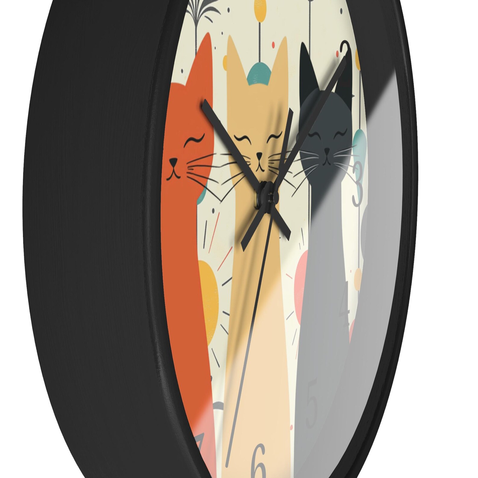 Rustic Cat Clock Retro Feline Wall Clock: Mid-century Modern Cat Timepiece for Nostalgic ...