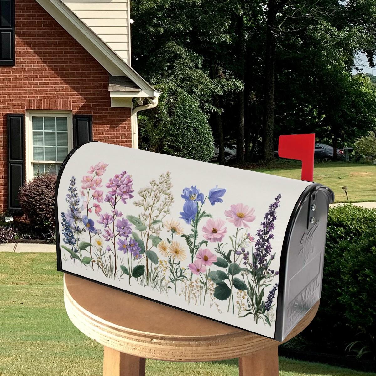 Floral Magnetic Mailbox Covers - Decorative Garden Post Mail Box Wrap ...