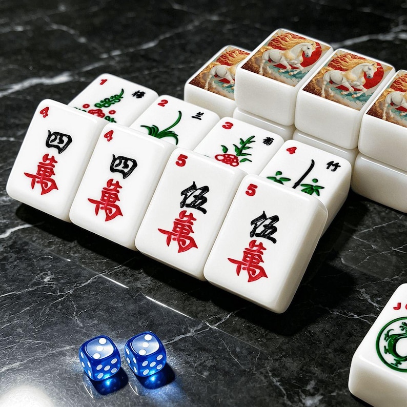 Juego de fichas de Mahjong con temática ecuestre - Piezas de juego para juegos de mesa imagen 10