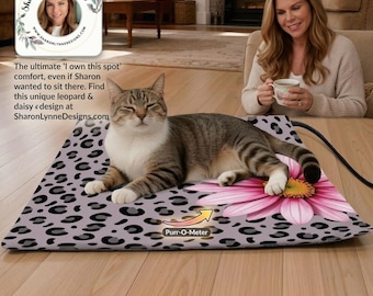 Leopard Daisy Cat Heating Pad Warmer Pet Bed Electric Thermal Blanket Cushion
