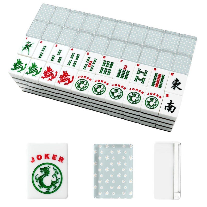 Jeu de tuiles de mahjong américain Daisy - Pièces de jeu au design floral pour jouer au mah-jong traditionnel image 4