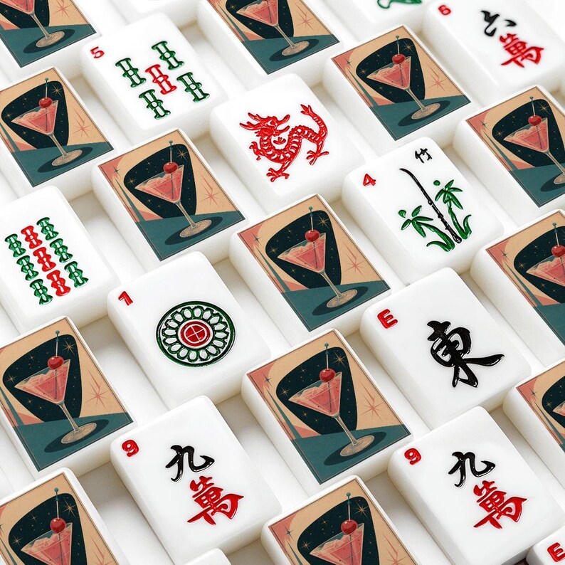 Retro Martini Mahjong Tiles Set – 166-Piece American Mahjong with Jokers image 2