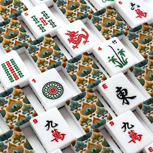 Juego de fichas de mahjong retro americano / 166 piezas de acrílico, ideal para una noche de juegos. imagen 8