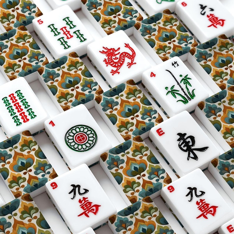 Juego de fichas de mahjong retro americano / 166 piezas de acrílico, ideal para una noche de juegos. imagen 8