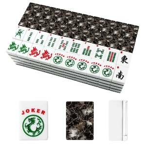Fichas de Mahjong de Mármol Negro Oro – Juego de acrílico con acabado imitación piedra. imagen 3