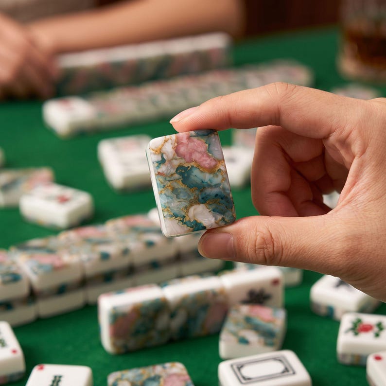Marble American Mahjong Tiles Set - Premium Stone Gaming Pieces for Mah Jong Players, best selling item