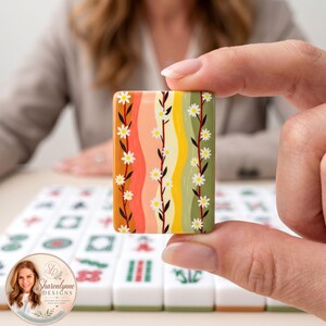 Climbing Daisies American Mahjong Tiles Set - Floral Game Pieces for Mah Jong Players