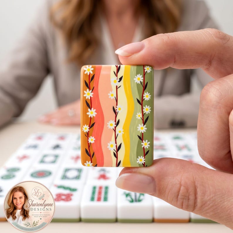 Climbing Daisies American Mahjong Tiles Set - Floral Game Pieces for Mah Jong Players