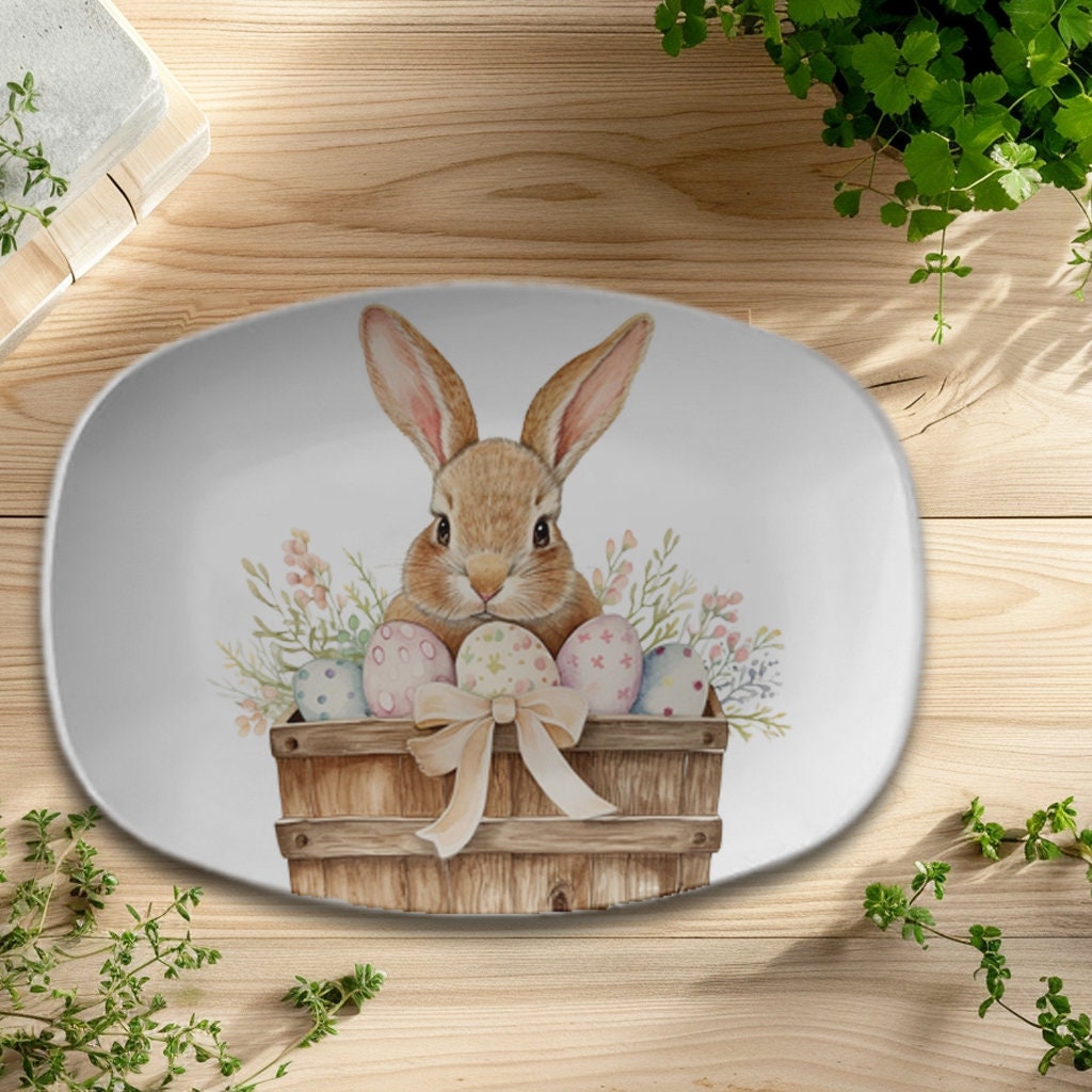 Easter Serving Platter, Bunny Dinner Platter, Bunny Serving Platter
