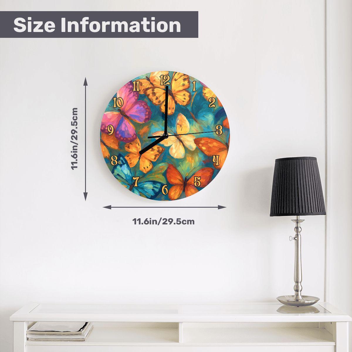 Butterfly Wall Clock, Handcrafted in USA, Home Decor Timepiece, Nature-Inspired Art, Silent - Thumbnail 3