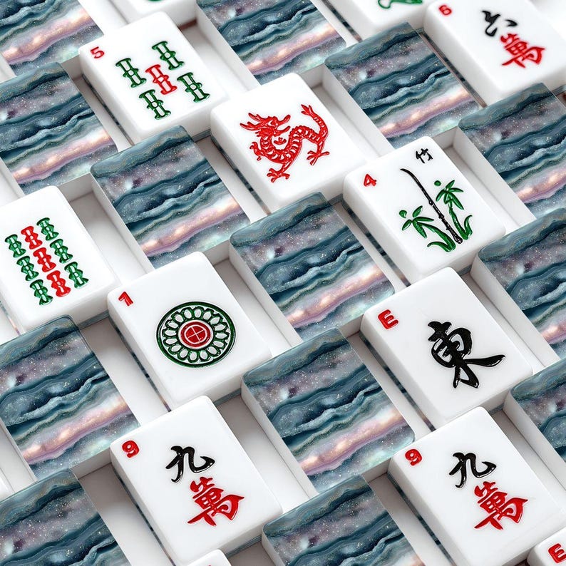 Juego de Mahjong de acrílico Blue Ocean – 166 piezas con comodines, ¡diversión para las noches de juegos! imagen 2