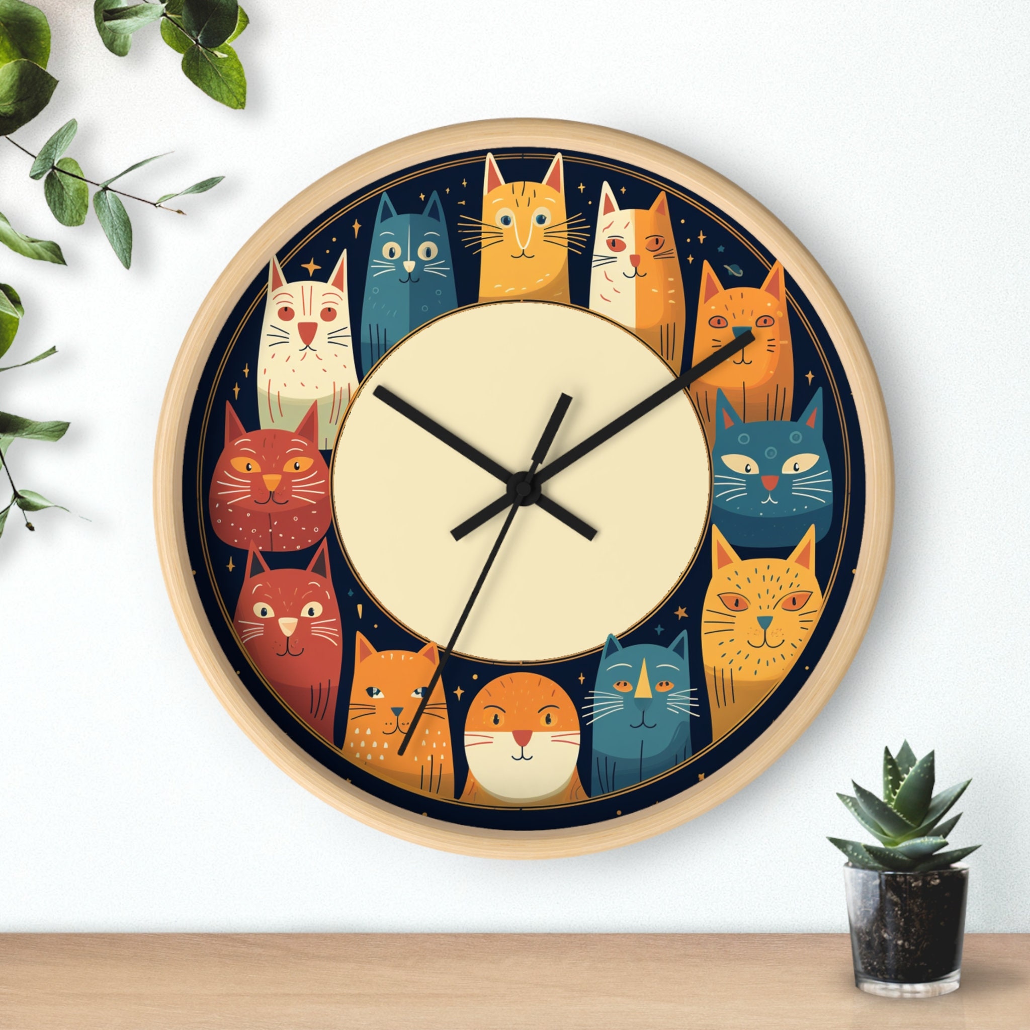 Rustic Cat Clock Vintage-inspired Feline Wall Clock: Retro Timepiece for Cat Lovers ...
