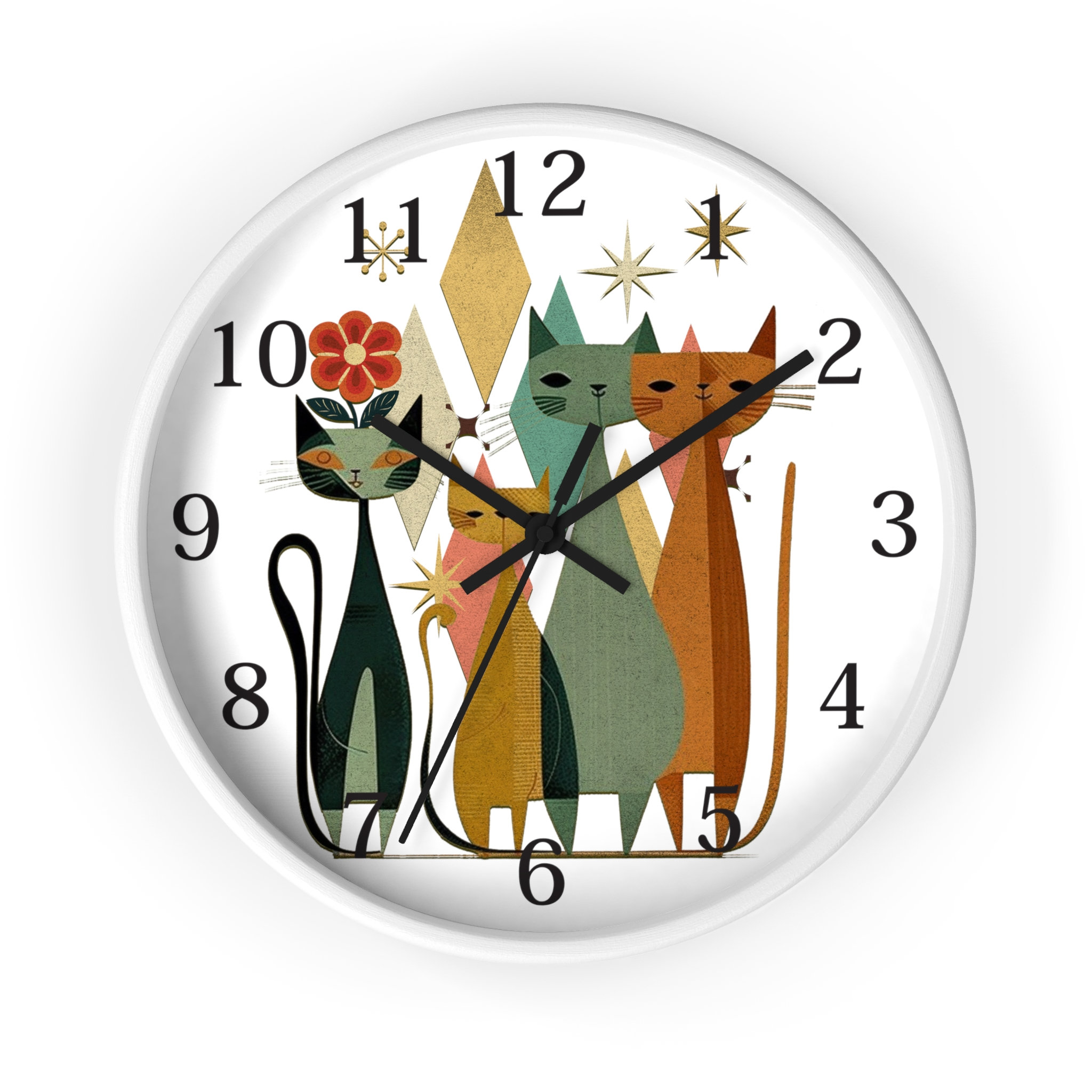 Retro Wooden Cat Wall Clock: Silent Timepiece for Whimsical Home Decor - Thumbnail 3
