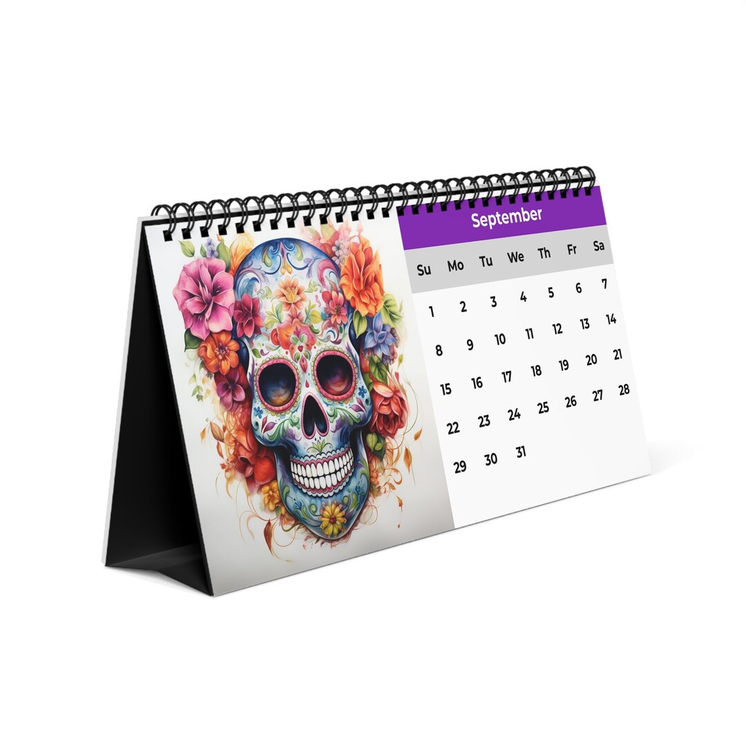 Skull Desk Calendar Sugar Skull Calendar Skull Calendar Etsy