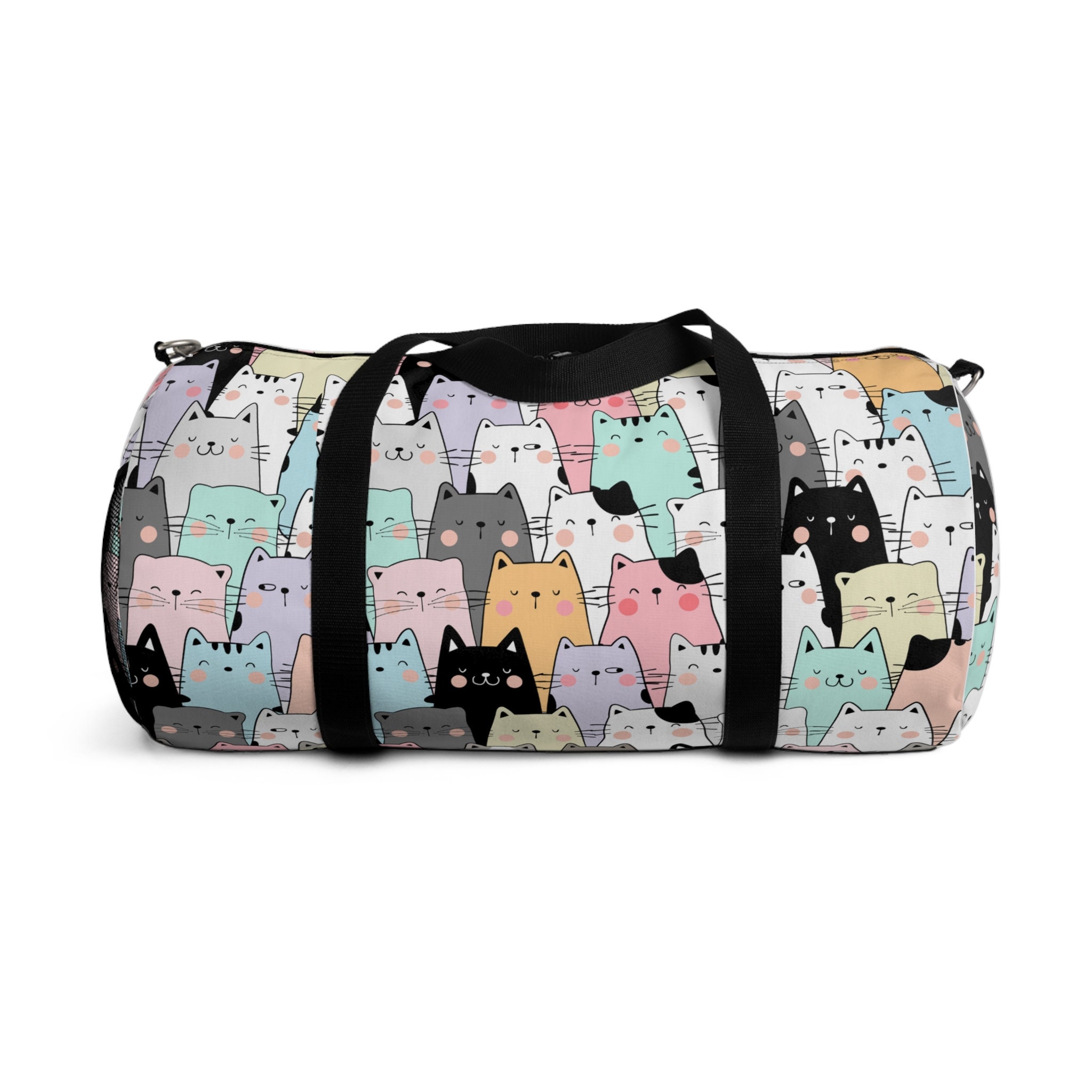 Pastel Cat Duffel Bag, Colorful Gym & Travel Tote, Vacation - Thumbnail 7