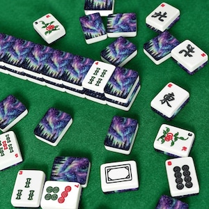 Northern Lights American Mahjong Tiles - Aurora Borealis Blue Game Set with Colorful Design afbeelding 10