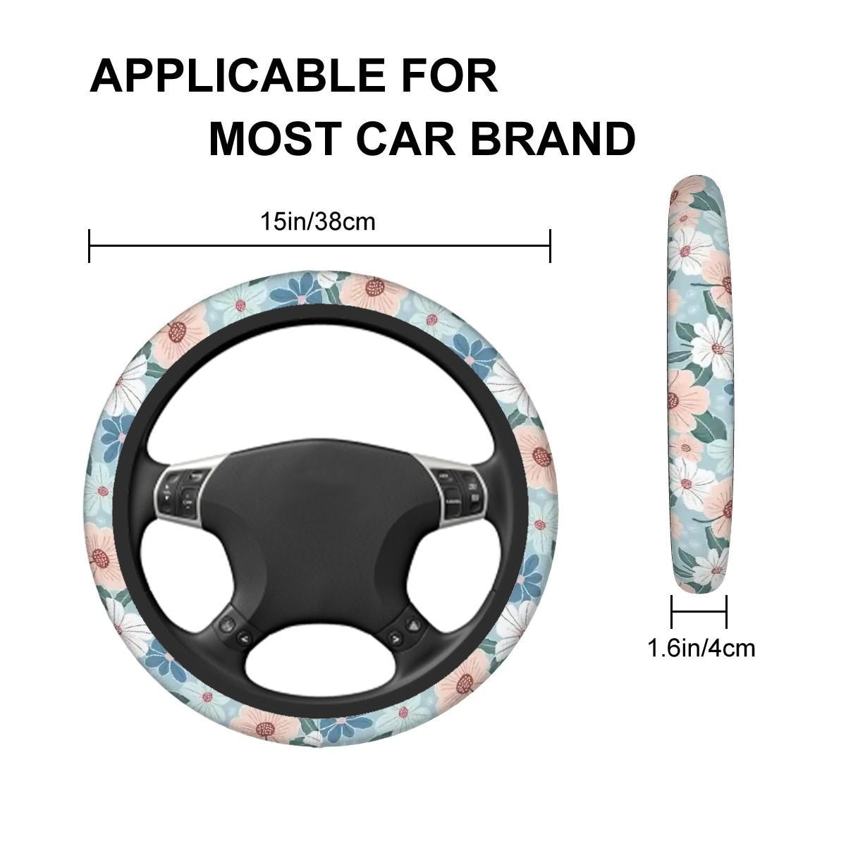 Floral Padded Elastic Steering Wheel Cover for Cars: Cute, Comfortable, and Stylish Protection - Thumbnail 5