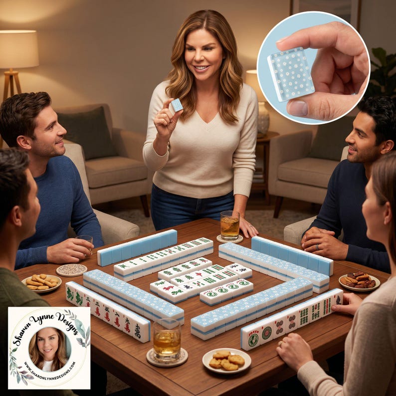 Daisy American Mahjong Tiles Set - Floral Design Game Pieces for Traditional Mahjong Play