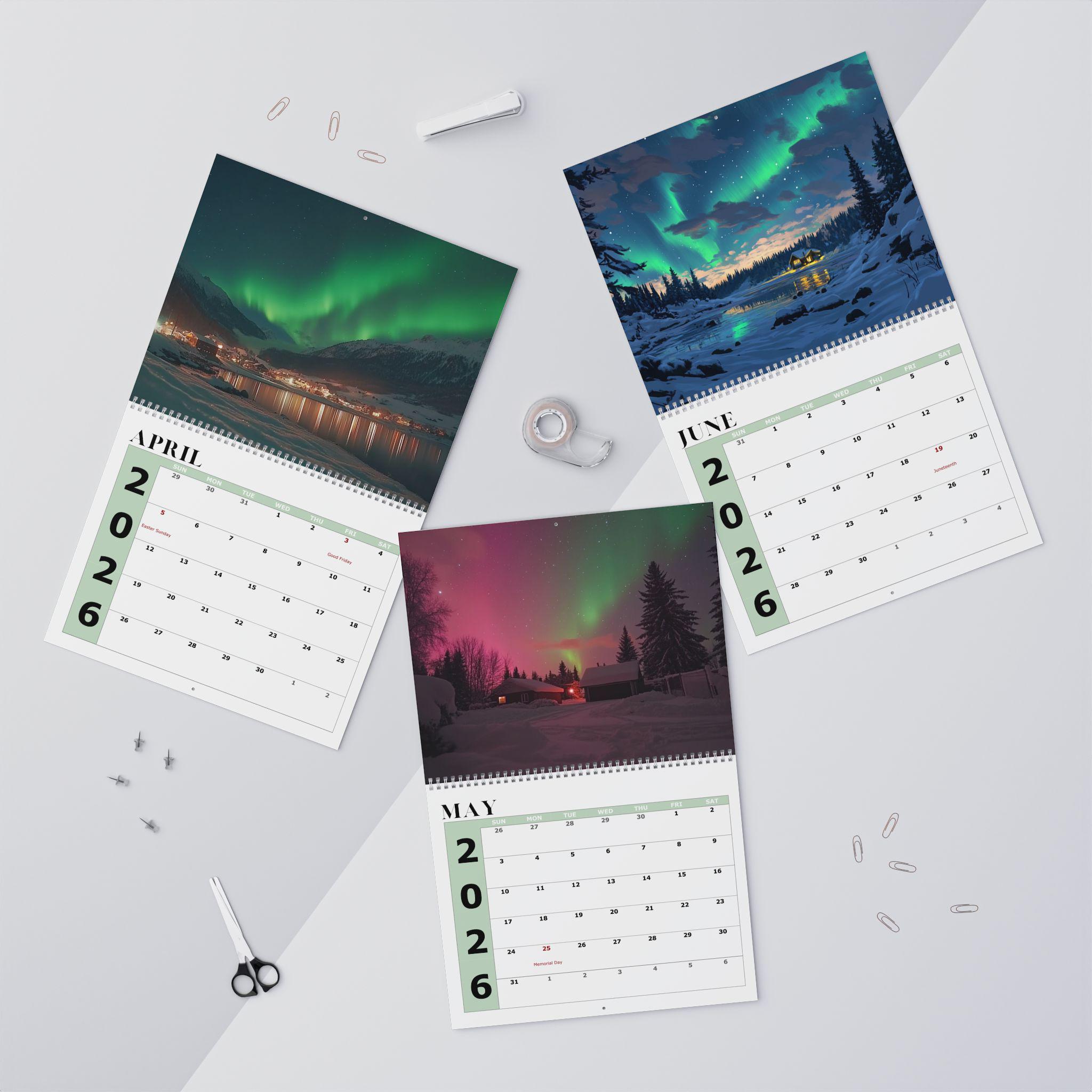 2026 Northern Lights Wall Calendar: Aurora Borealis Monthly Planner with Celestial Night Sky Scenes - Thumbnail 4