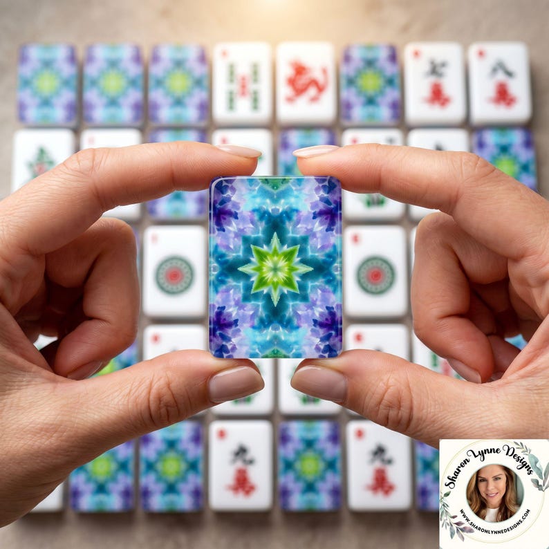Tie Dye American Mahjong Tiles Set - Colorful Rainbow Game Pieces Vintage Retro Style, best selling mahjong set