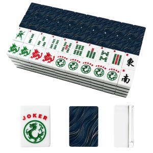 Navy Blue Gold American Mahjong Tiles Set - Game Pieces Collection image 5