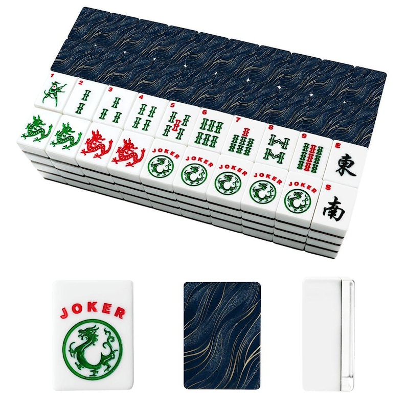 Navy Blue Gold American Mahjong Tiles Set - Game Pieces Collection image 5