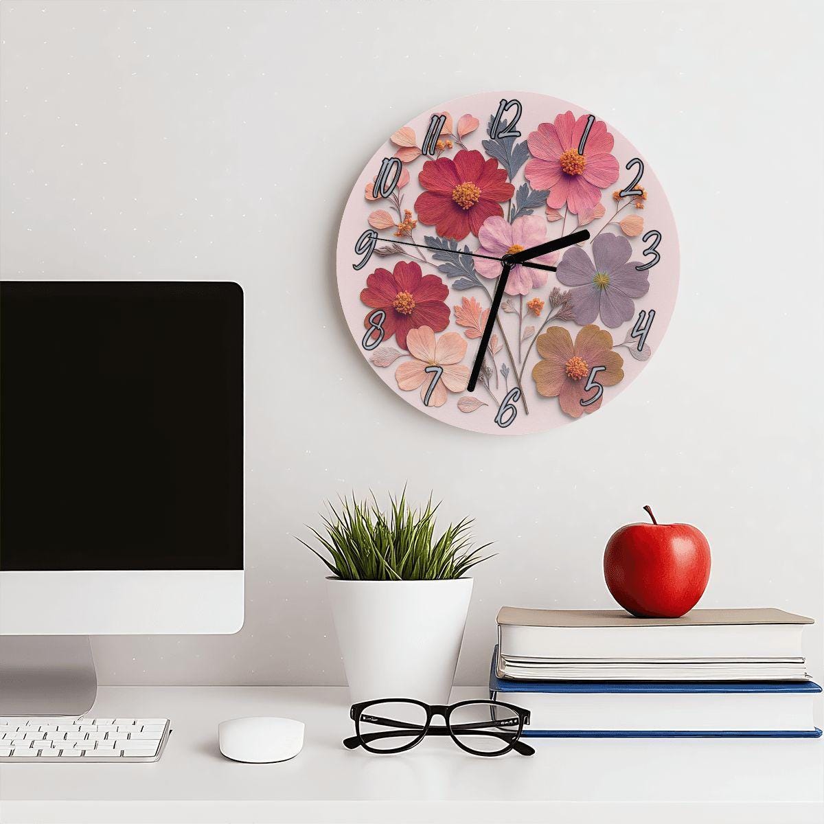 Wildflower Wall Clock: Nature-Inspired Timepiece for Home Decor